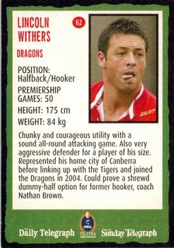 2004 Daily Telegraph NRL #62 Lincoln Withers Back
